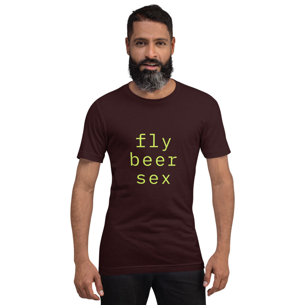 fly beer sex Short-Sleeve Unisex T-Shirt – Free Flight Nation