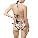 Floral Accent Women's Tie-Side Bikini — White Triangle Swimsuit