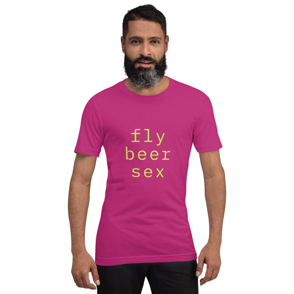 fly beer sex Short-Sleeve Unisex T-Shirt – Free Flight Nation